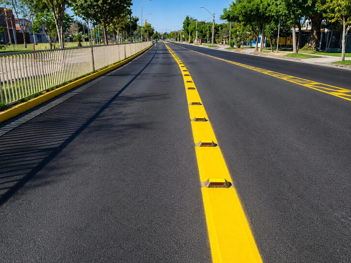 Demarcación eje vial separador