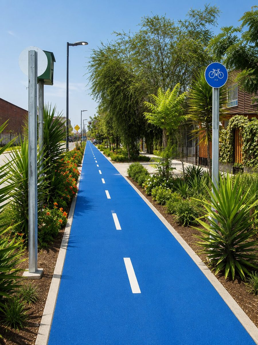 Ciclovía con paisajismo urbano