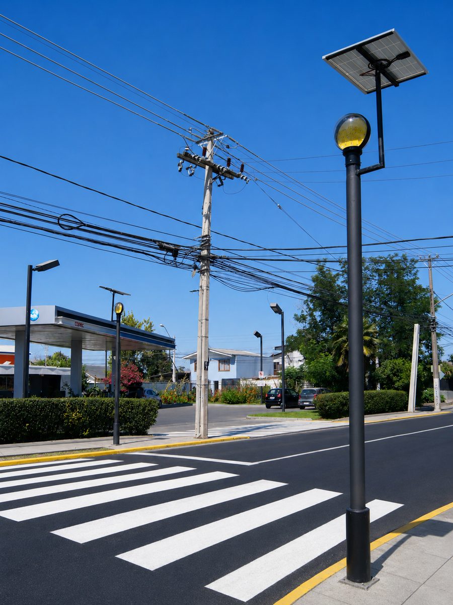 Paso peatonal con iluminación solar